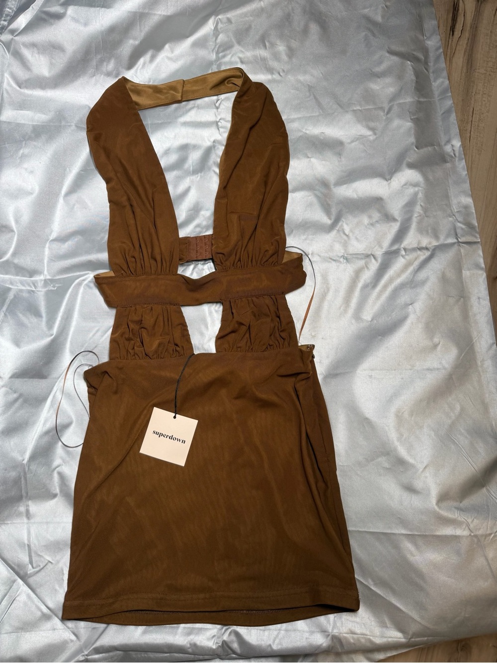 superdown Brown Cutout Halter Mini Dress